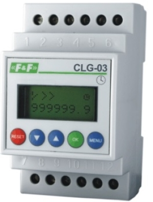 F&F Licznik czasu pracy TH35 24-264V AC/DC programowalny CLG-03 1