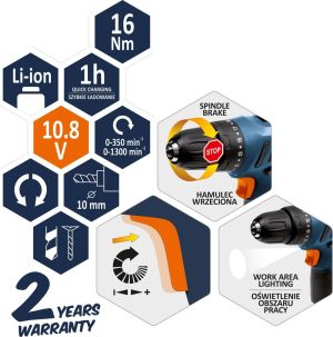 Wiertarko-wkrętarka Power Up 10,8V (78970) 9