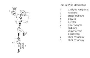 Bateria umywalkowa Grohe Eurosmart stojąca chrom (32467002) 2