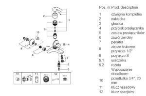 Bateria wannowa Grohe Eurosmart ścienne chrom (33300002) 3