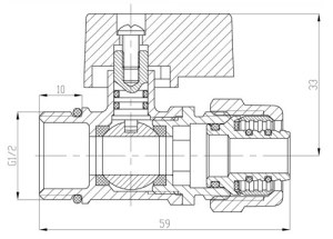 Invena Kurek kulowy MINI z dławikiem ze złączką pex GZ½" x 16mm x 2mm - ZK-57-N15 3