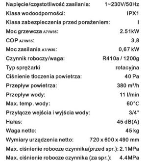 Hewalex Pompa ciepła PCWU 2,5kW (91.10.13) 2