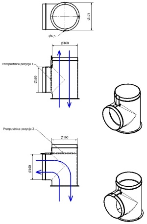 Hewalex Przepustnica DN160 z obejściem - 90.00.03 2