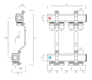 Gorgiel Rozdzielacz 11-sekcyjny z nyplami 1/2" 3/4" - 1041122210 3