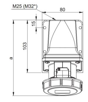 PCE Gniazdo stałe 32A 400V 3P+Z+N bez dławika IP67 1252-6 3