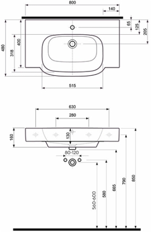 Umywalka Koło Varius 80cm Reflex (K31980900) 2