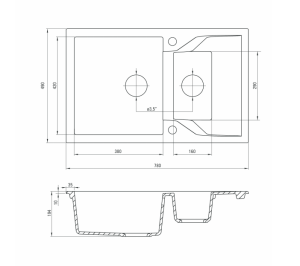 Zlewozmywak Deante  1,5-komorowy Andante z ociekaczem 78x49cm grafit (ZQN 2513) 2