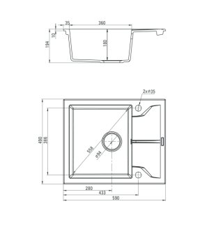 Zlewozmywak Deante  Andante 1-komorowy 59x49cm z ociekaczem grafit (ZQN 211A) 2