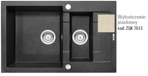 Zlewozmywak Deante Zlewozmywak 1,5-komorowy z krótkim ociekaczem Rapido 78x49cm piaskowy - ZQK 7513 2