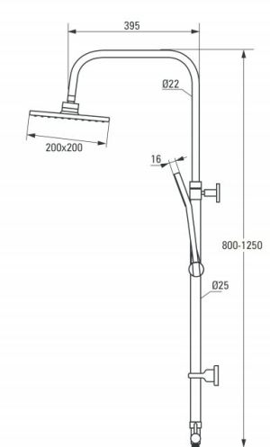 Zestaw prysznicowy Deante Floks z deszczownicą chrom (NAC 01FK) 2