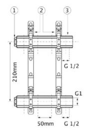 Red Rozdzielacz mosiężny RP 10-drogowy 1” R022801009 2