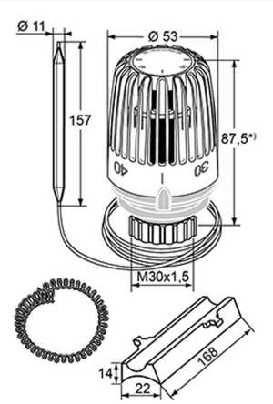 Heimeier Głowica termostatyczna K z czujnikiem przylgowym biała ze sprężyną (6402-00.500) 2