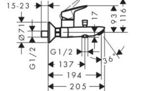 Bateria wannowa Hansgrohe Logis ścienne chrom (71400000) 2