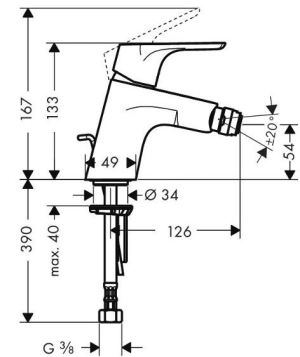 Bateria bidetowa Hansgrohe Focus stojąca chrom (31920000) 2