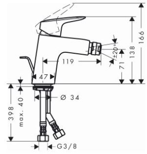 Bateria bidetowa Hansgrohe Logis stojąca chrom (71204000) 2