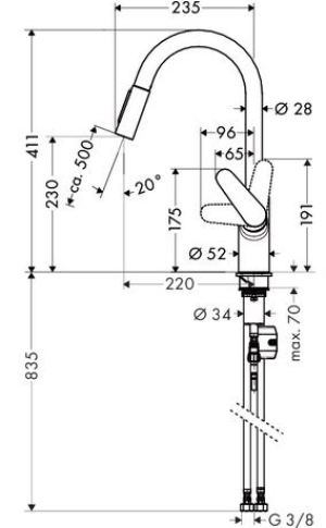 Bateria kuchenna Hansgrohe Focus stojąca chrom (31815000) 3