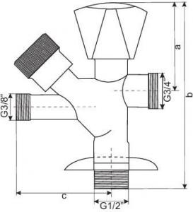 Hydroland Zawór kątowy kombinowany 1/2"x3/8"x3/4"  (5900308745281) 2