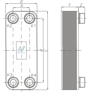Secespol Wymiennik ciepła płytowy lutowany jednoprzepływowy LB31-20 1\" - 0203-0062 3