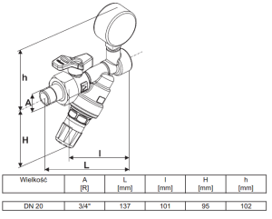Husty Zawór napełniania instalacji SYR 2128 DN20 - 2128.20.005 3