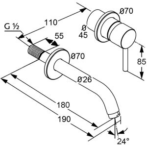 Bateria umywalkowa Kludi Bozz podtynkowa chrom (382440576) 2