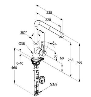 Bateria kuchenna Kludi L-ine S stojąca czarna (408518775) 3