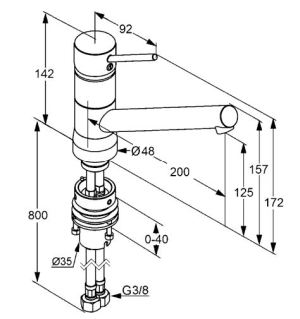 Bateria kuchenna Kludi Scope stojąca chrom (339380575) 2