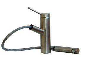 Bateria kuchenna Kludi Tangenta stojąca stal szlachetna szczotkowana (44991F875) 2