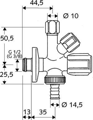 Schell Zawór kątowy Comfort kombinowany 1/2"x3/8"x3/4"  (035450699) 2