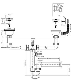 Syfon McAlpine Syfon rurowy podwójny 1,5" (HC7HC12R-POL1) 2