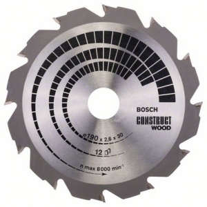 Bosch Tarcza pilarska Construct Wood 190x30 z12 - 2608640633 1