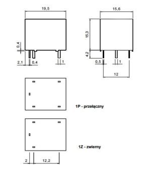 Relpol Przekaźnik 1Z 12A cewka 12VDc RM50N-3021-85-1012 4