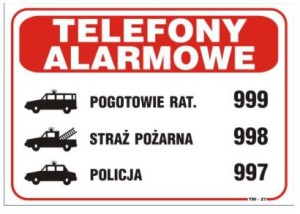 Tablica Telefony Alarmowe TBI-27 1