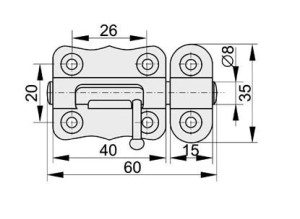 Zasuwka okrągła uniwersalna L 40mm 2