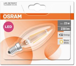 Osram Żarówka LED RETROFIT CLASSIC B 23 2W/827 E14 FIL - 4052899936416 4
