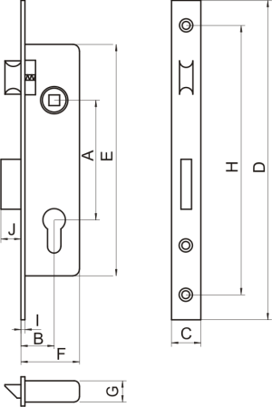 LOB Zamek bębenkowy wpuszczany Z935B 1szt. 2