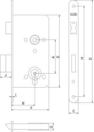 LOB Zamek wpuszczany 72x60mm WC Z76C 2