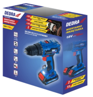Wiertarko-wkrętarka Dedra DED7885B 18 V 2 x akumulator 2 Ah 3