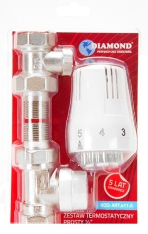 Diamond Zestaw termostatyczny prosty 1/2" 1