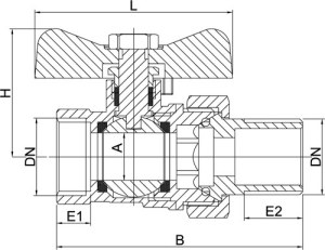Invena Kurek kulowy MILLENIUM z pokrętłem motylkowym gwint wewnętrzny/zewnętrzny 1/2" - ZK-31-015 5