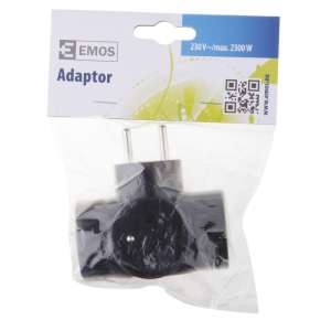 Emos Rozgałęźnik E2010 3 gniazda okrągłe czarny - 1905030050 3