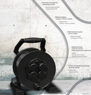 PCE Przedłużacz 1 fazowy 50m XREEL IP20 OMY3X1,5 bęben 4