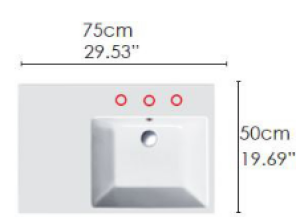 Umywalka Catalano Zero Domino 75cm CATAglaze (17DZE) 2