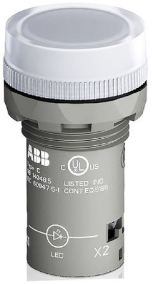 ABB Światło kontrolne białe śr.22,3mm, IP66, IP67, IP69K 1SFA619403R5238 1