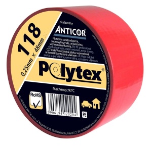Anticor Taśma Polytex 118 do otulin 48mm 50m czerwona PP-1180002-0048050 1