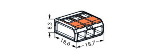 Wago Złączka uniwersalna 3x4mm2 przezroczysto pomarańczowa z dźwigniami (221-413) 3