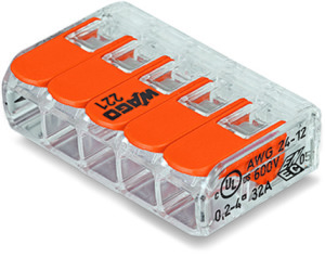 Wago Złączka uniwersalna 5x4mm2 przezroczysto pomarańczowa z dźwigniami (221-415) 3