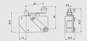 Promet Łącznik miniaturowy LM-10DR napęd z dźwignią płaską i rolką 400V 6A IP40 - W0-59-251032 4