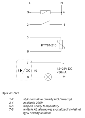 F&F Regulator temperatury bez sondy cyfrowy zakres regulacji temp.: -25÷130°C styk: 1Z, 16A, 2 moduły RT-826 6