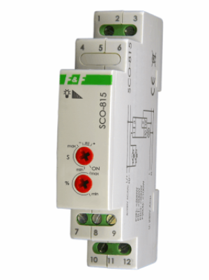 F&F Ściemniacz uniwersalny R, L, C, ESL 1 moduł montaż na szynie DIN, zasilanie 230V AC (R) 500W SCO-815 1