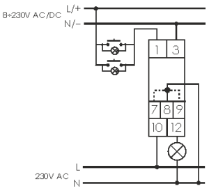 F&F Ściemniacz uniwersalny R, L, C, ESL 1 moduł montaż na szynie DIN, zasilanie 230V AC (R) 500W SCO-815 2